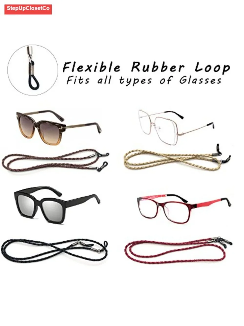 PU Leather Glasses Holder Strap Cord Retainer Lanyard Eyeglass Necklace Unisex
